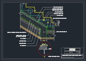 جزئیات اتصال پله بتنی به همکف با پوشش موزائیک